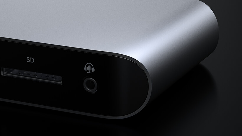Close-up of aluminum casing
