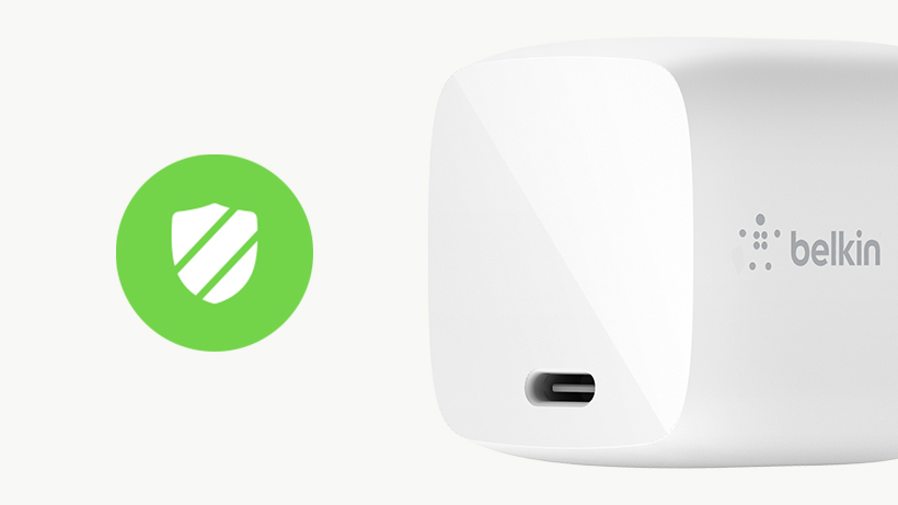 BOOST↑CHARGE USB-C GaN Wall Charger with shield icon